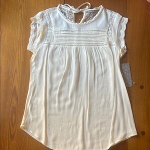 Elegant Cream Lace Trim Blouse